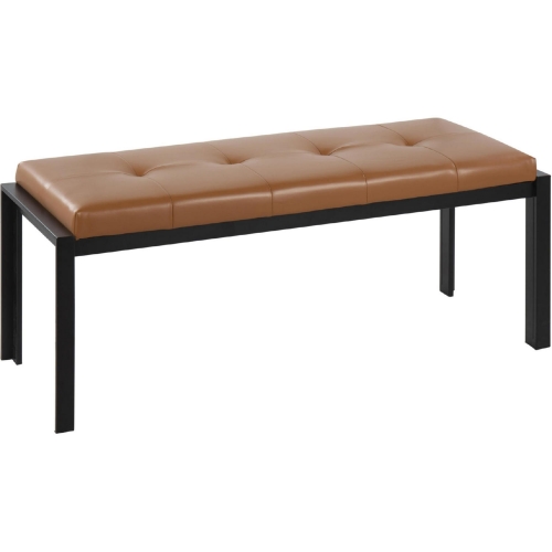 Fuji Bench in Camel Leatherette & Black Metal